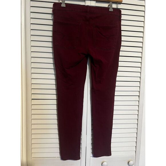 AMERICAN EAGLE Women's Size 6 Pants Skinny Stretch Pants Burgundy Red Jeggings - Picture 5 of 9